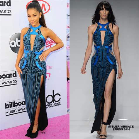 atelier versace dress with a deep v-neckline|Ariana Grande Wore A Versace Gown To The .